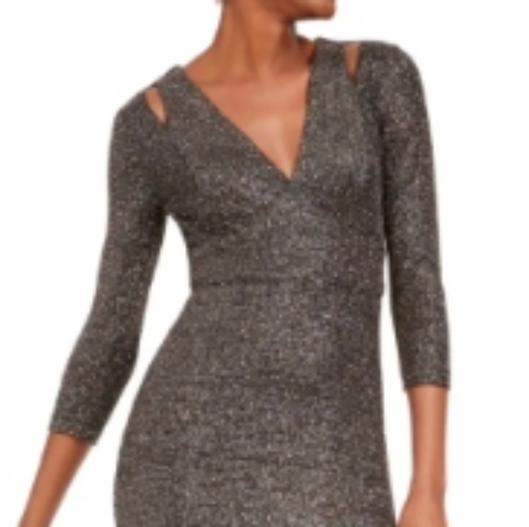 CALVIN KLEIN Womens Sparkly 3/4 Sleeve Full-Length Body Con Formal Dress - 12 - Picture 4 of 8
